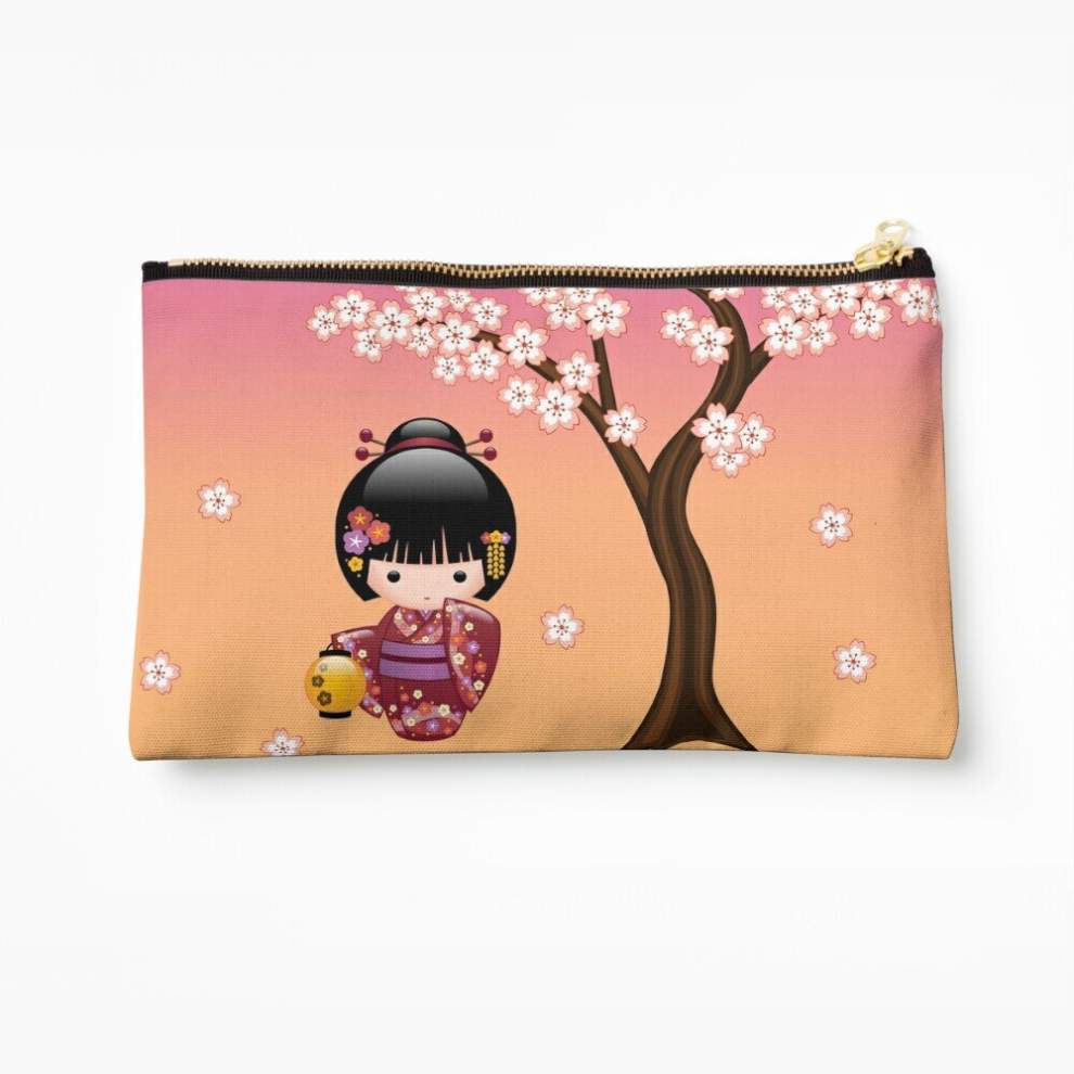 Whibos Makeup Bag Japanese Sakura Kokeshi Doll Cosmetic Organizer Tyvek Paper Bags Zipper Pouch