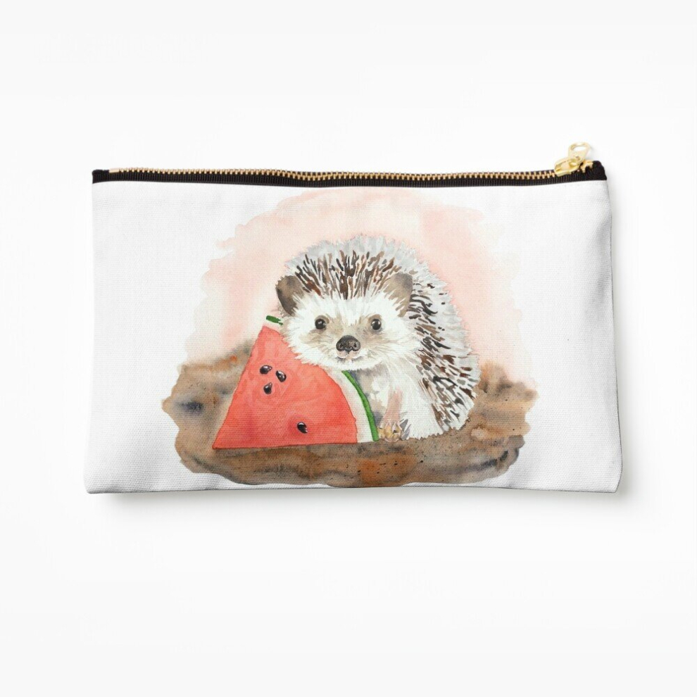 Whibos Makeup Bag Baby Hedgehog With Watermelon Cosmetic Organizer Tyvek Paper Bags Zipper Pouch