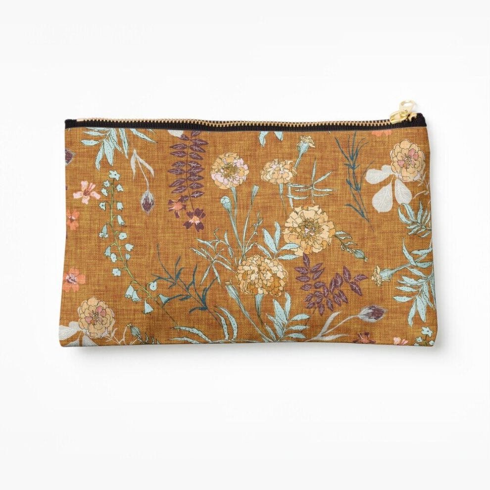 Whibos Makeup Bag Marigold Love (Mustard) Cosmetic Organizer Tyvek Paper Bags Zipper Pouch
