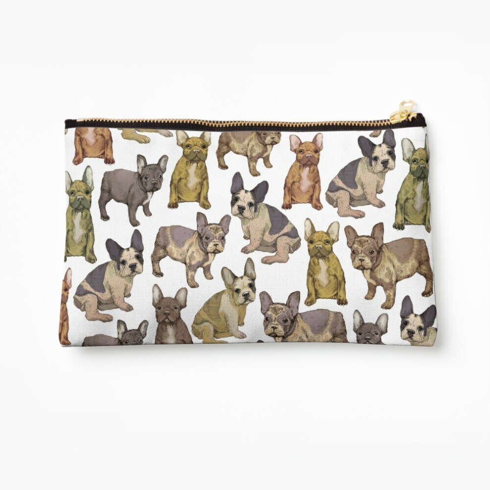 Whibos Makeup Bag French Bulldogs Cosmetic Organizer Tyvek Paper Bags Zipper Pouch