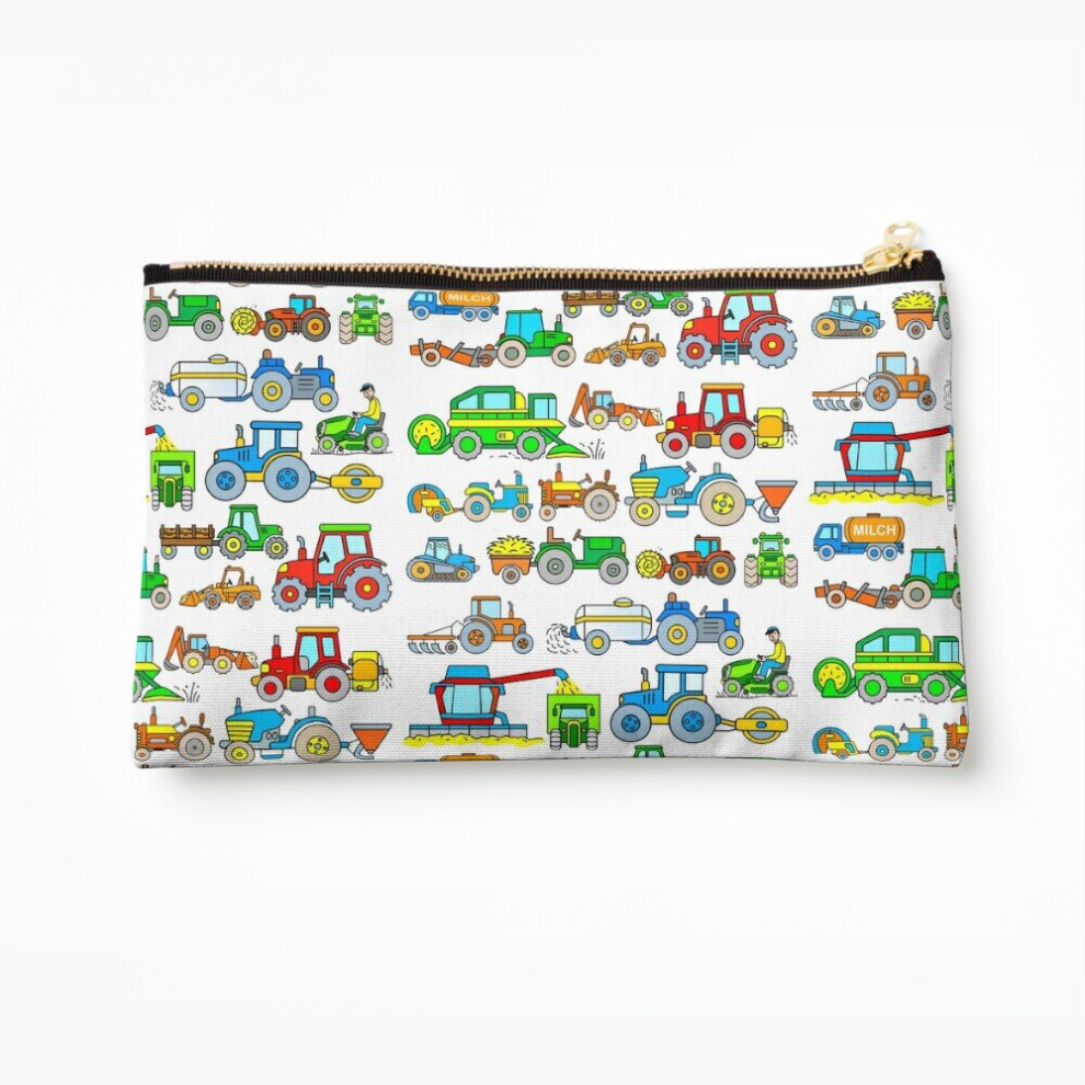 Whibos Makeup Bag Tractors Farm Vehicles Cosmetic Organizer Tyvek Paper Bags Zipper Pouch