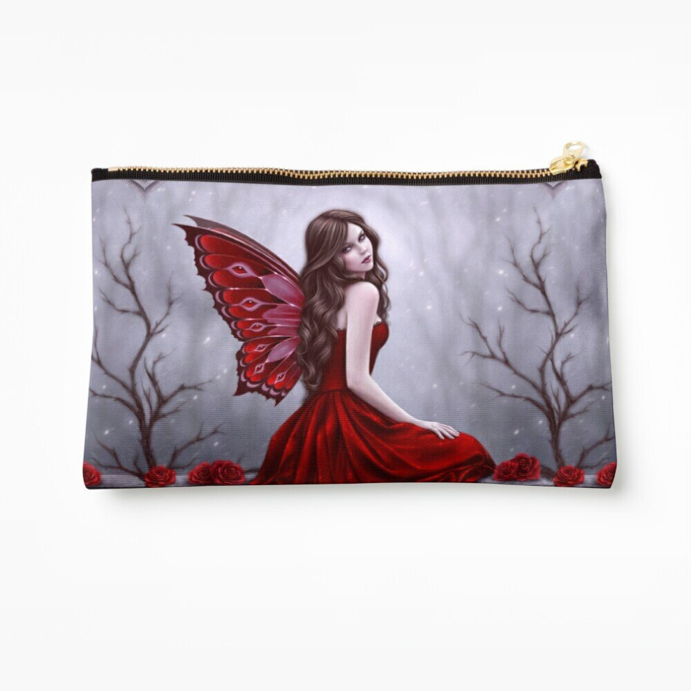 Whibos Makeup Bag Winter Rose Butterfly Fairy Cosmetic Organizer Tyvek Paper Bags Zipper Pouch