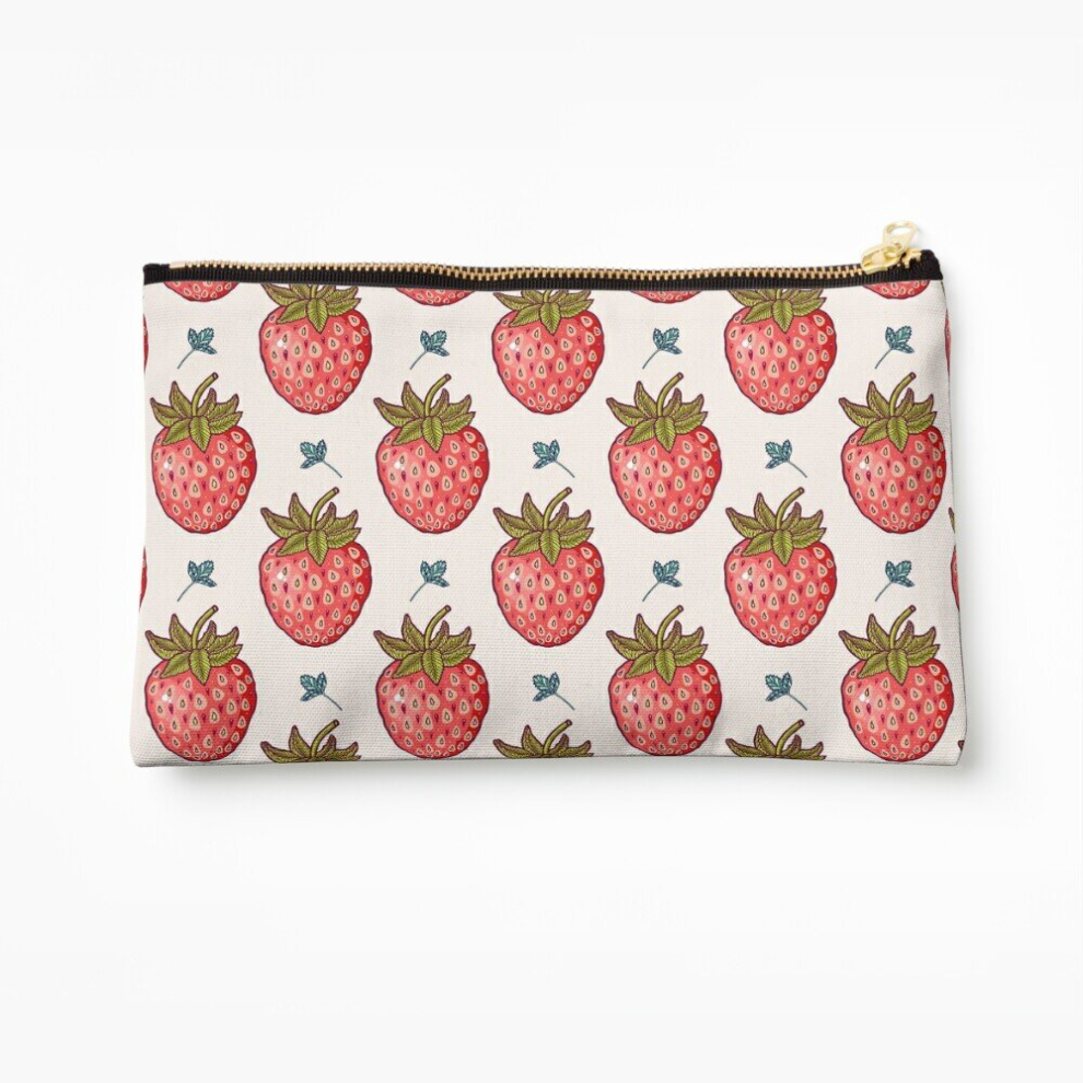 Whibos Makeup Bag Strawberry Fields Cosmetic Organizer Tyvek Paper Bags Zipper Pouch
