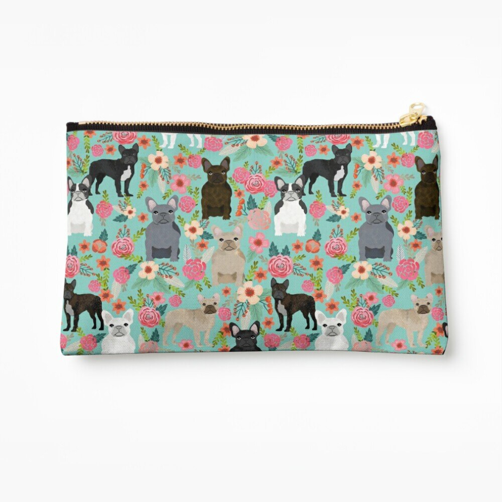 Whibos Makeup Bag Frenchie Floral French Bulldog Cute Pet Gifts Dog Breed Must Haves French Bulldogs Cosmetic Organizer Tyvek Paper Bags Zipper Pouch