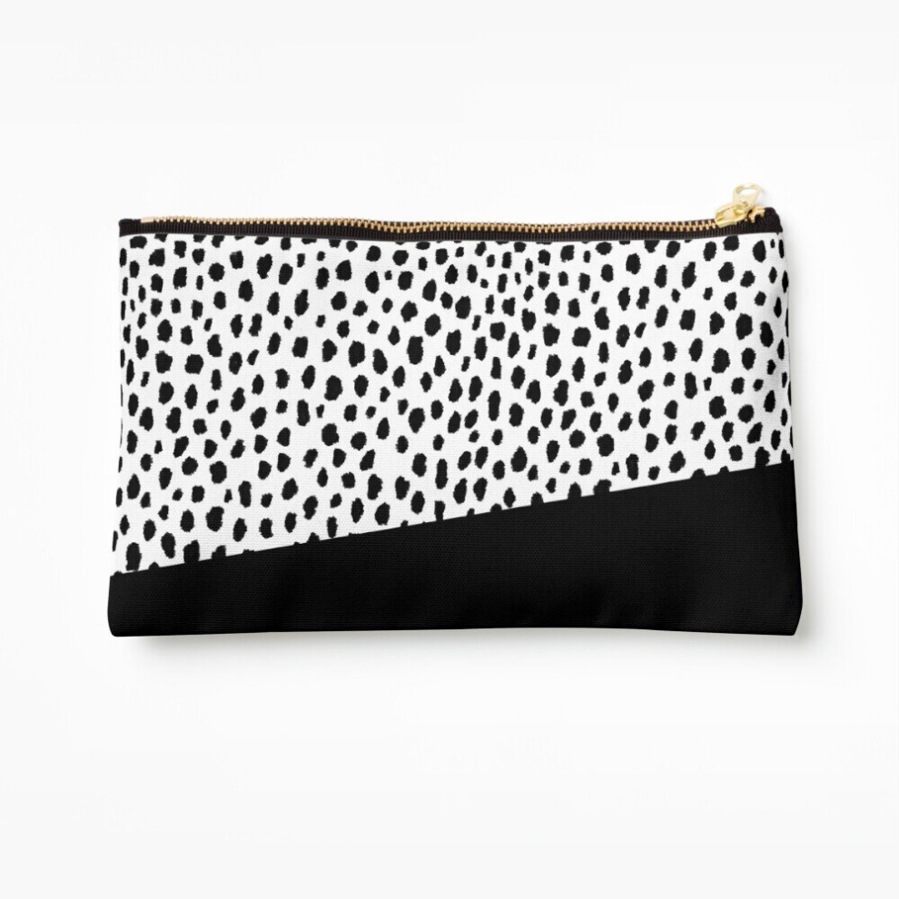 Whibos Black Makeup Bag Dalmatian Spots With Stripe Cosmetic Organizer Tyvek Paper Bags Zipper Pouch