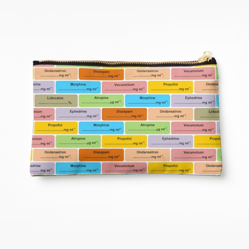 Whibos Makeup Bag Gift For Anaesthetist / Anesthetist / Anesthesiologist Drug Label Pattern Cosmetic Organizer Tyvek Paper Bags Zipper Pouch