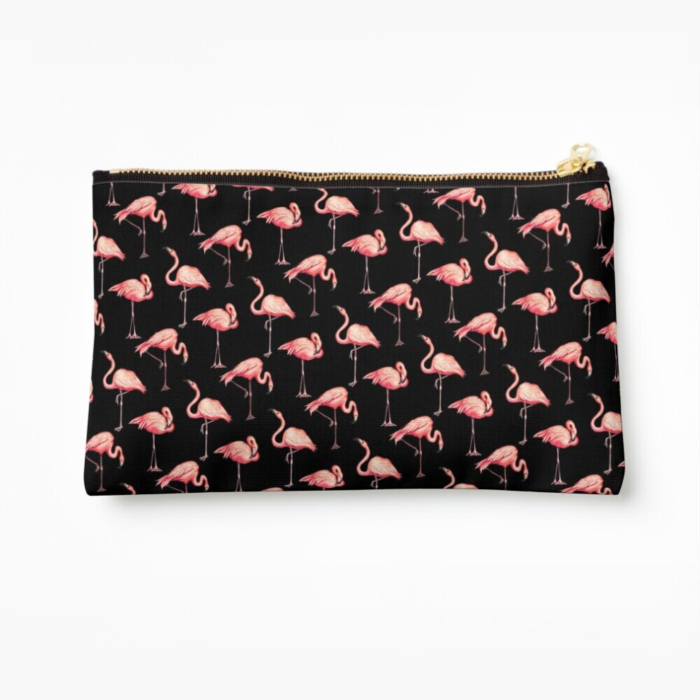Whibos Black Makeup Bag Flamingo Pattern - Cosmetic Organizer Tyvek Paper Bags Zipper Pouch