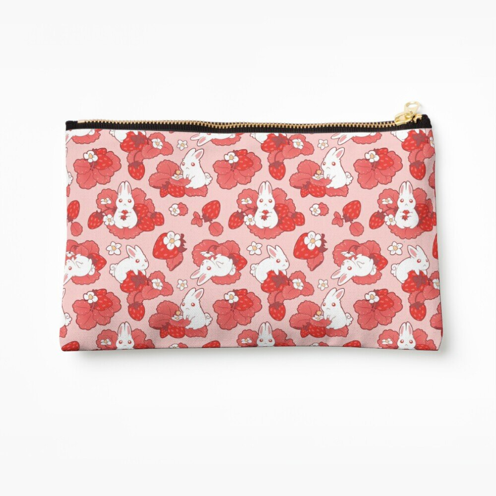 Whibos Makeup Bag Strawbunny Delight Cosmetic Organizer Tyvek Paper Bags Zipper Pouch