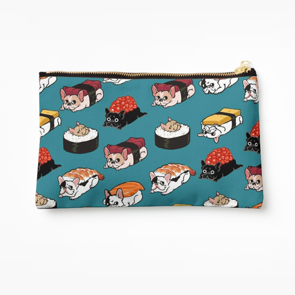Whibos Makeup Bag Sushi Frenchie Cosmetic Organizer Tyvek Paper Bags Zipper Pouch