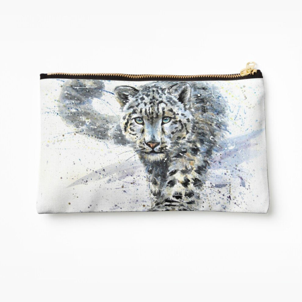 Whibos Makeup Bag Snow Leopard Watercolor Cosmetic Organizer Tyvek Paper Bags Zipper Pouch