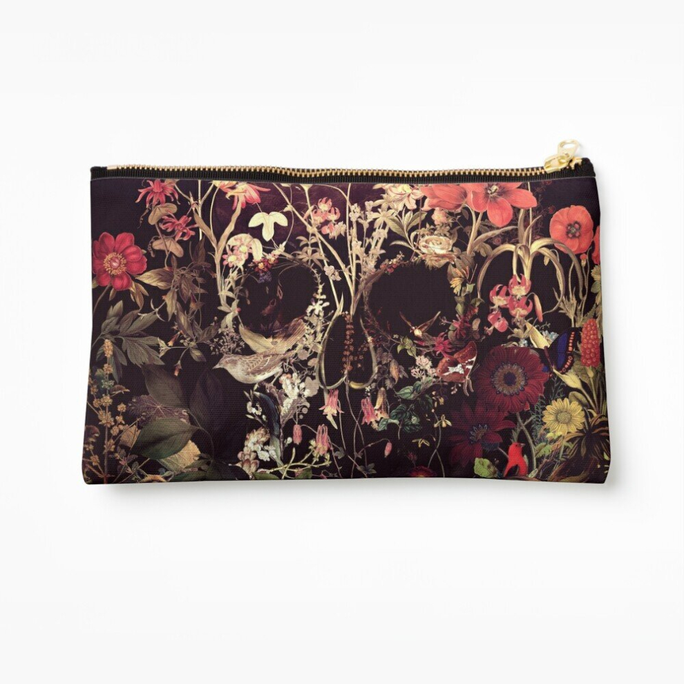Whibos Makeup Bag Bloom Skull Cosmetic Organizer Tyvek Paper Bags Zipper Pouch