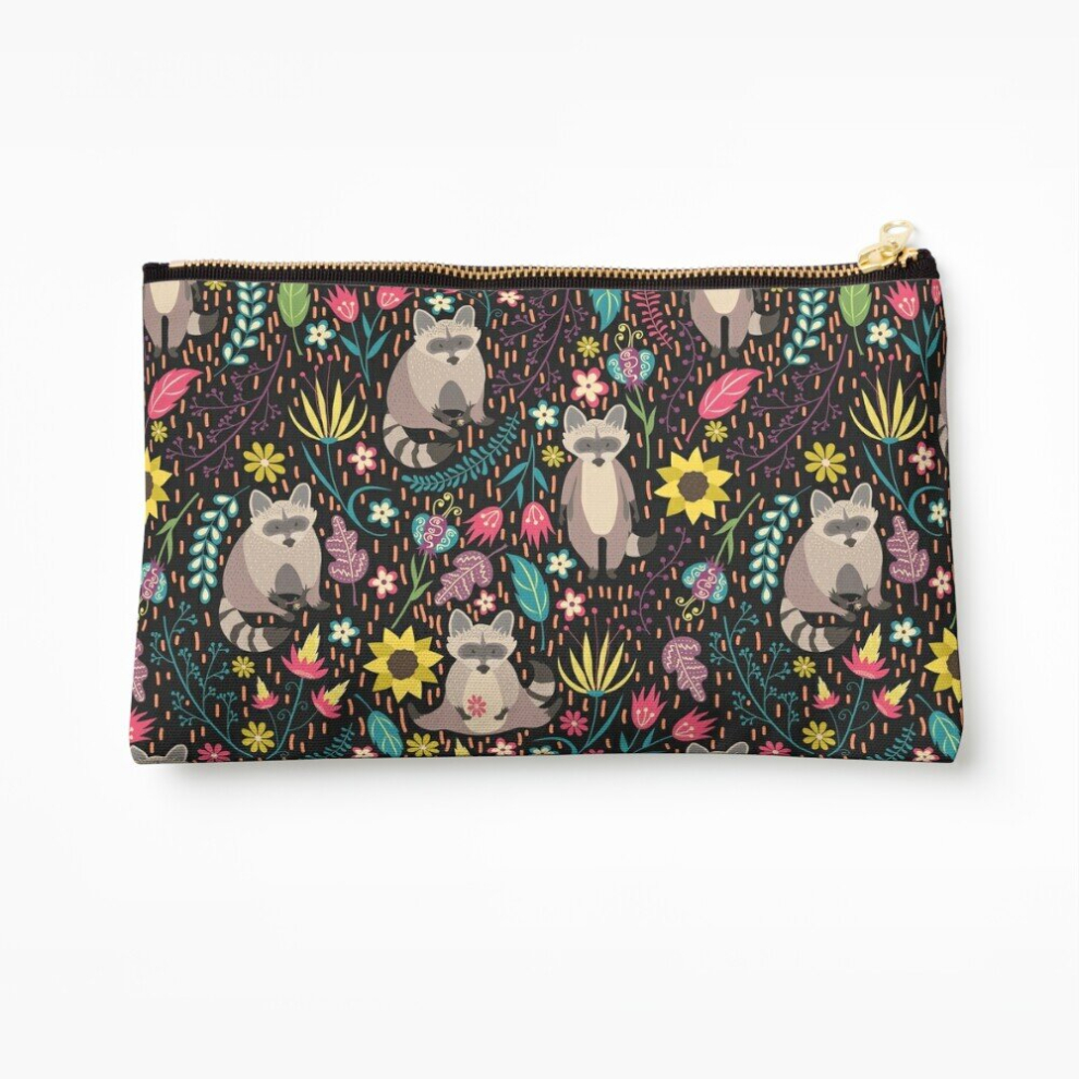 Whibos Makeup Bag Raccoons Bright Pattern Cosmetic Organizer Tyvek Paper Bags Zipper Pouch