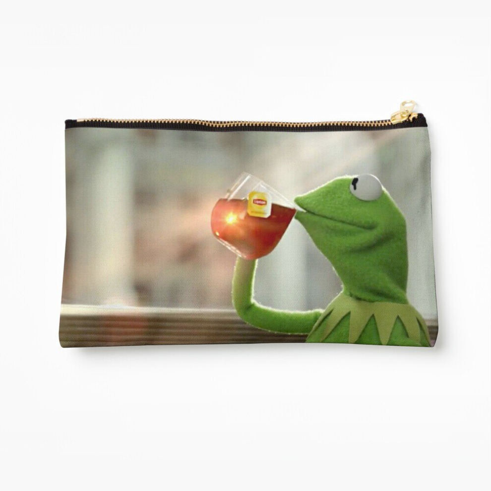 Whibos Makeup Bag Kermit Sipping Tea Cosmetic Organizer Tyvek Paper Bags Zipper Pouch