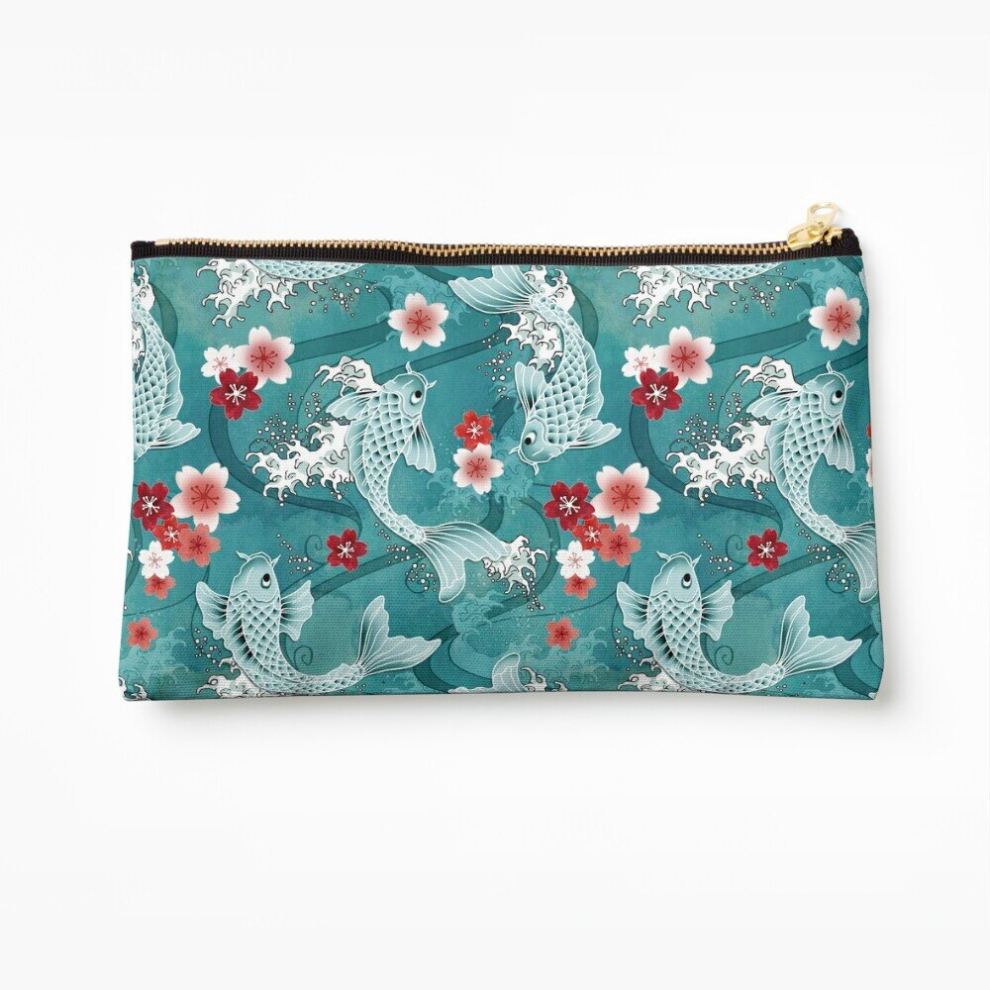 Whibos Turquoise Makeup Bag Koi Sakura Blossom In Cosmetic Organizer Tyvek Paper Bags Zipper Pouch
