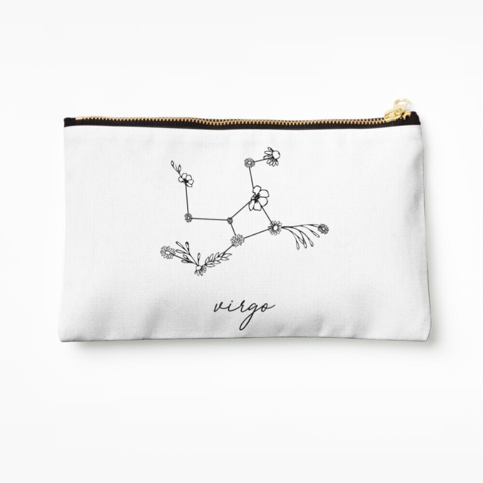 Whibos Makeup Bag Virgo Zodiac Wildflower Constellation Cosmetic Organizer Tyvek Paper Bags Zipper Pouch