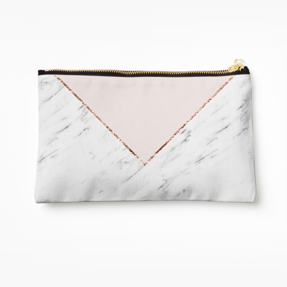 Whibos Makeup Bag Peony Blush Geometric Marble Cosmetic Organizer Tyvek Paper Bags Zipper Pouch