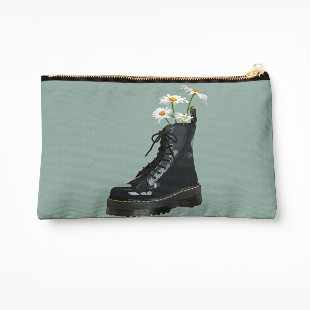 Makeup Bag Dr. Martens boot with flowers Cosmetic Organizer Tyvek Paper Bags Zipper Pouch