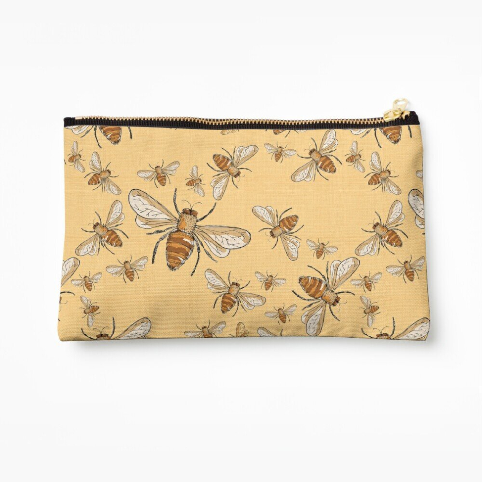 Whibos Makeup Bag Bees Cosmetic Organizer Tyvek Paper Bags Zipper Pouch