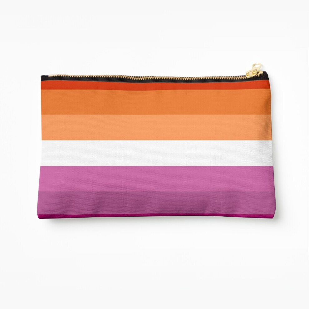 Whibos Orange/Magenta Makeup Bag - Lines Lesbian Pride Flag Butch Femme Pride Flag Cosmetic Organizer Tyvek Paper Bags Zipper Pouch