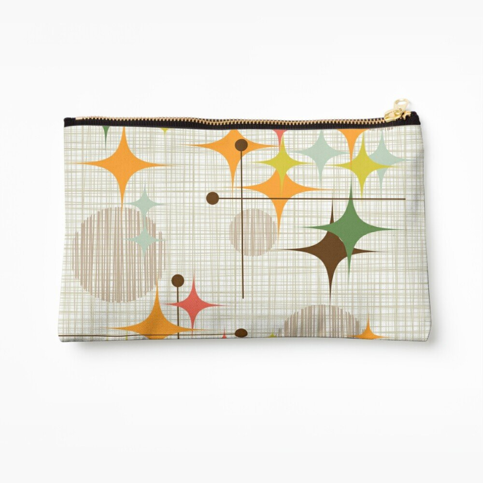 Whibos Makeup Bag Eames Era Starbursts And Globes 3 (Bkgrnd) Cosmetic Organizer Tyvek Paper Bags Zipper Pouch