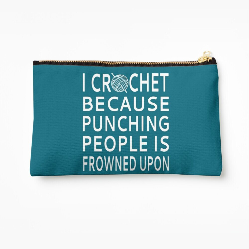 Whibos Makeup Bag I Crochet Because Punching People Is Frowned Upon Cosmetic Organizer Tyvek Paper Bags Zipper Pouch