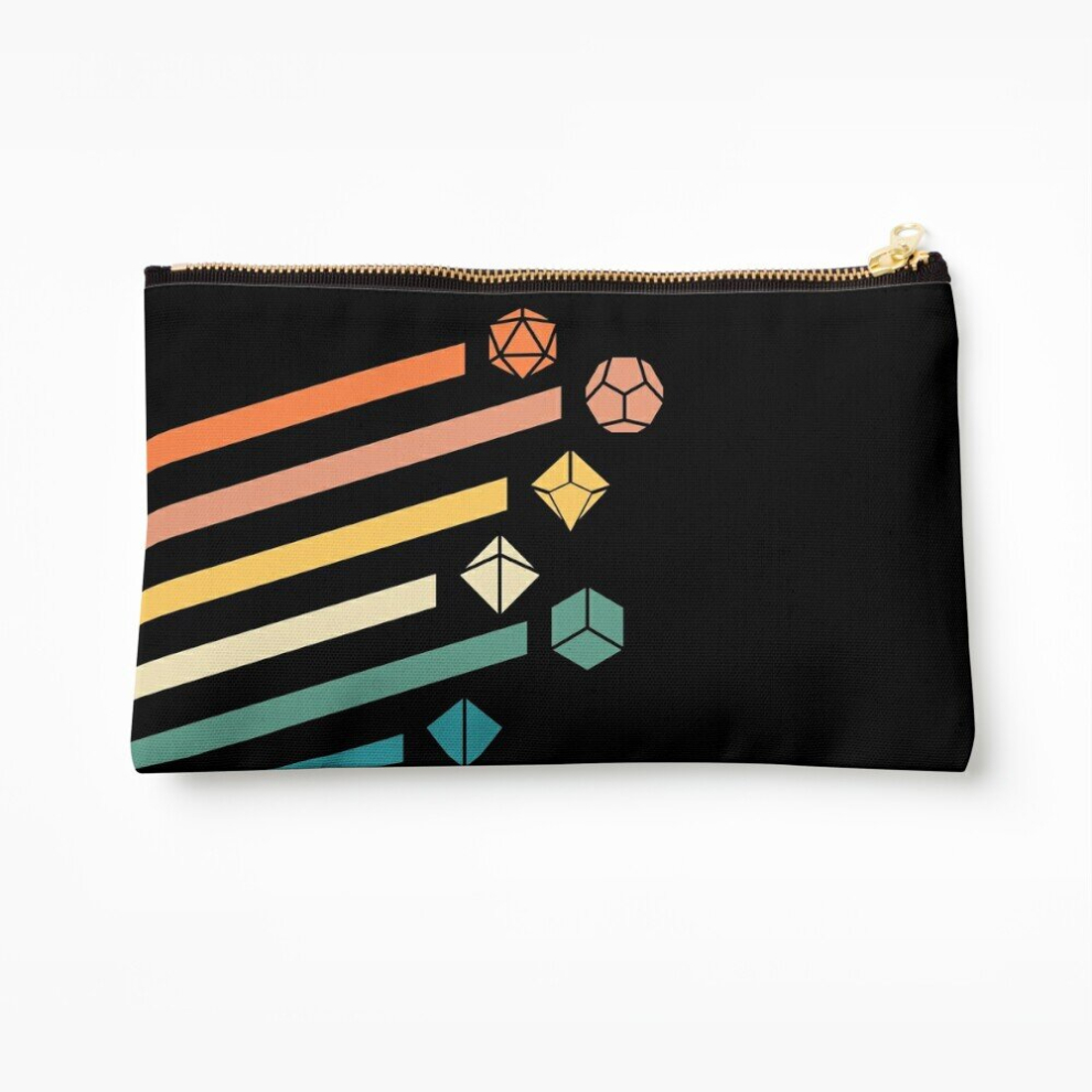 Whibos Makeup Bag Retro Rainbow Polyhedral Dice Set Colors Tabletop Rpg Cosmetic Organizer Tyvek Paper Bags Zipper Pouch