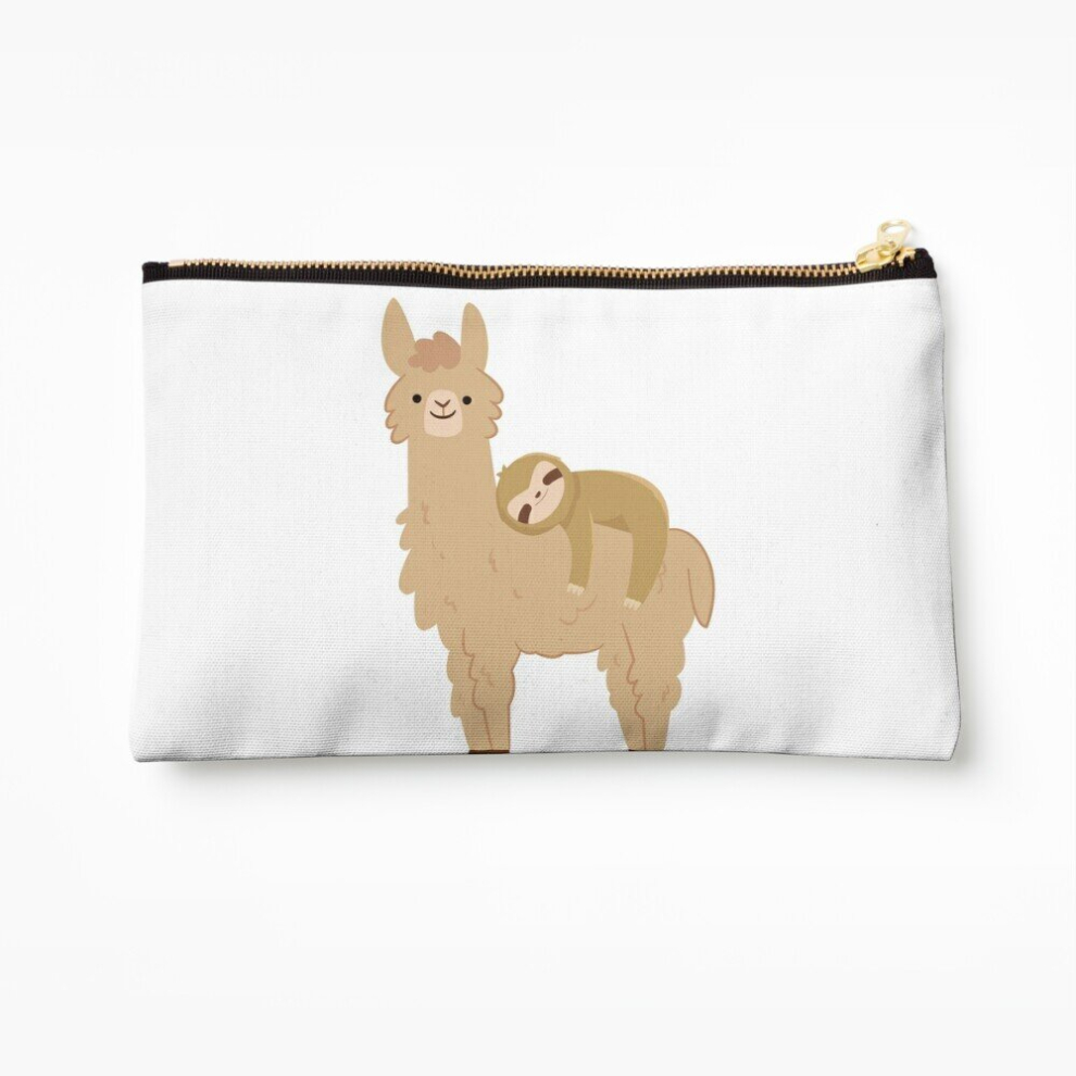 Whibos Makeup Bag Adorable Sloth Relaxing On A Llama Funny Llama Sloth Cosmetic Organizer Tyvek Paper Bags Zipper Pouch