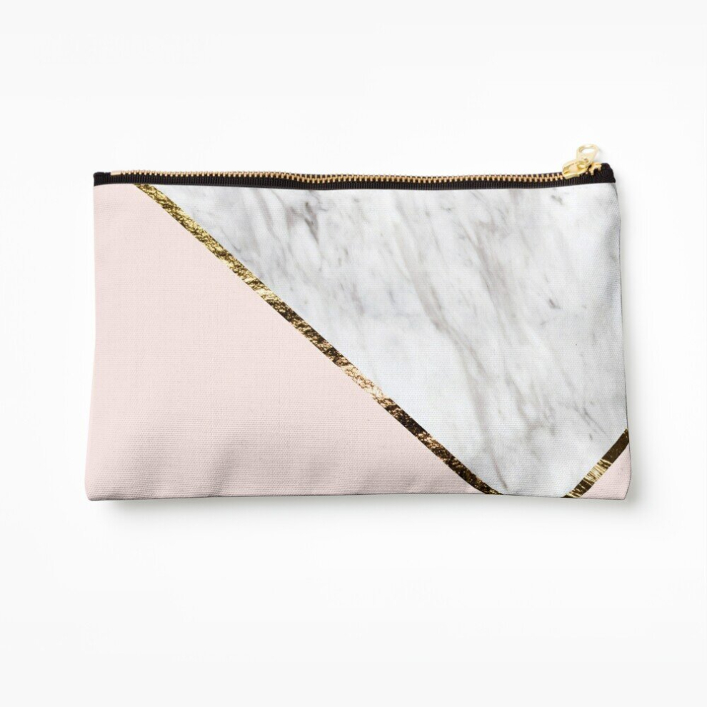Whibos Makeup Bag Vogue Series - Marble Blush Geo Cosmetic Organizer Tyvek Paper Bags Zipper Pouch