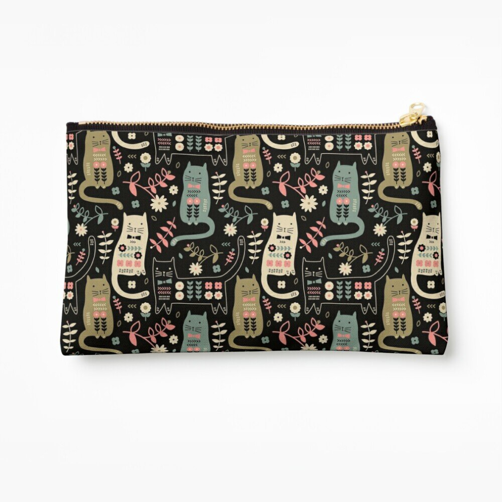 Whibos Makeup Bag Cat Folk Cosmetic Organizer Tyvek Paper Bags Zipper Pouch