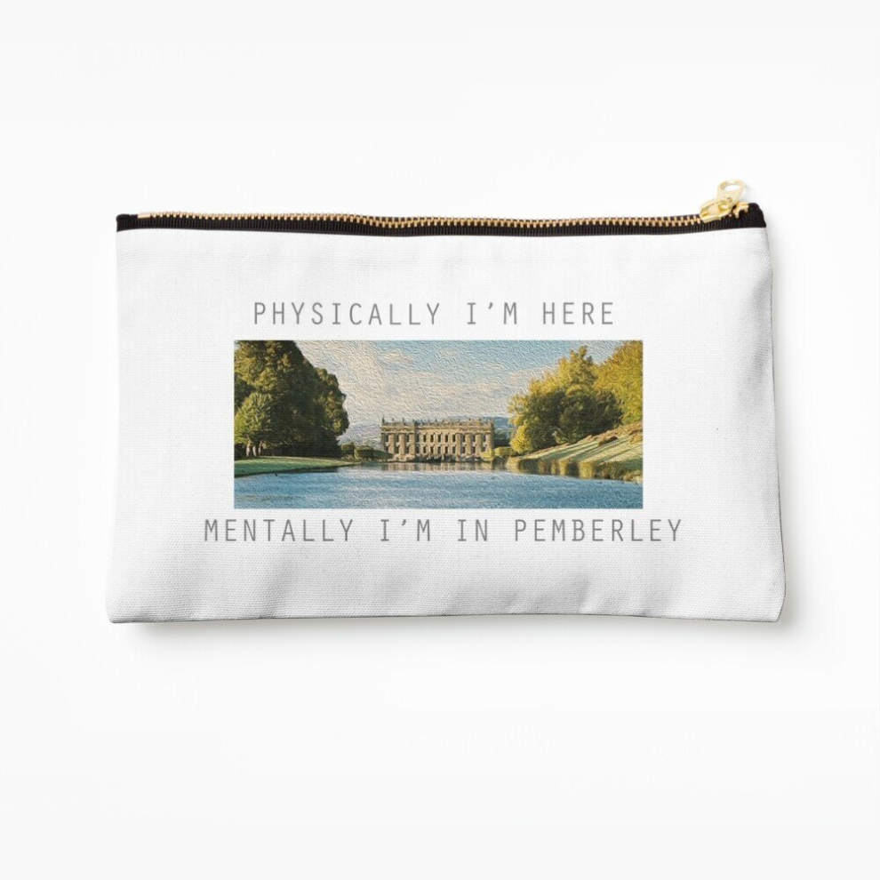 Whibos Makeup Bag Physically, I'm Here Mentally I'm In Pemberley Cosmetic Organizer Tyvek Paper Bags Zipper Pouch