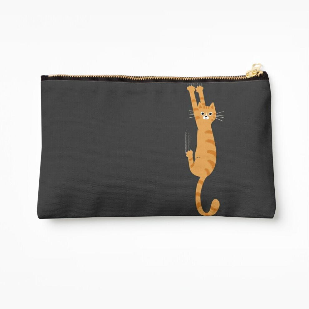 Whibos Orange Makeup Bag Tabby Cat Hanging On Funny Striped Cat Cosmetic Organizer Tyvek Paper Bags Zipper Pouch