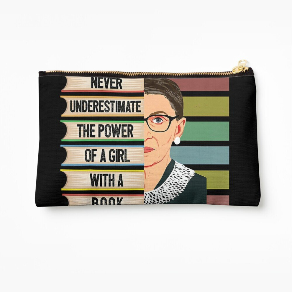 Whibos Makeup Bag Feminist Ruth Bader Ginsburg Rbg Quote Girl With Book Women Cosmetic Organizer Tyvek Paper Bags Zipper Pouch