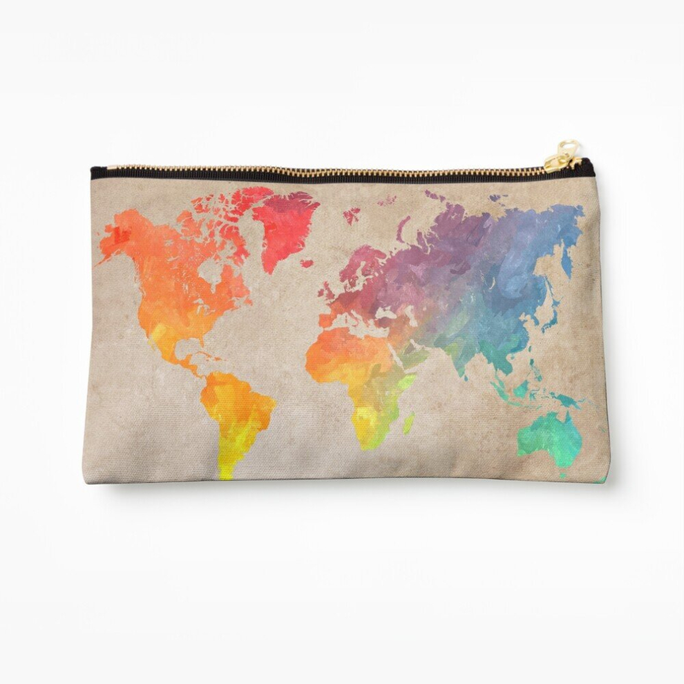 Whibos Makeup Bag World Map Maps Cosmetic Organizer Tyvek Paper Bags Zipper Pouch