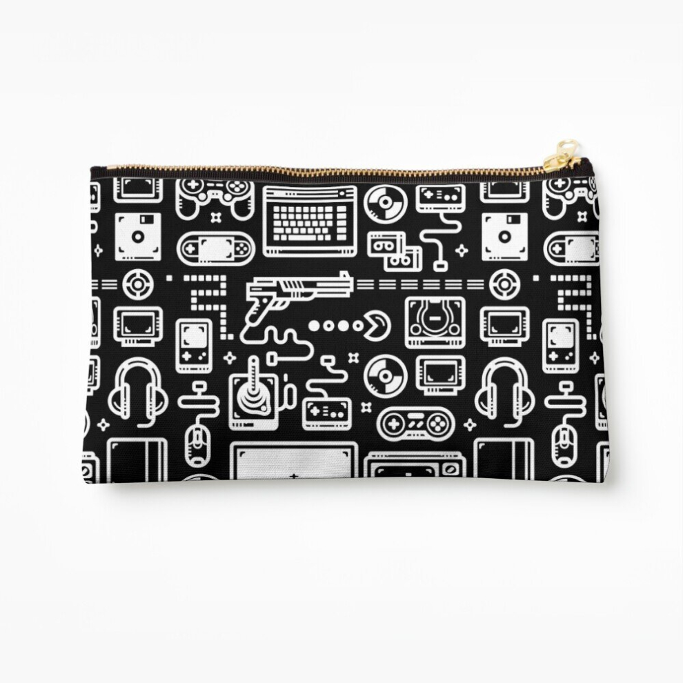 Whibos Makeup Bag Retro Gamer Video Game Consoles, Pc's, Controllers, Joysticks And Gamepads Cosmetic Organizer Tyvek Paper Bags Zipper Pouch