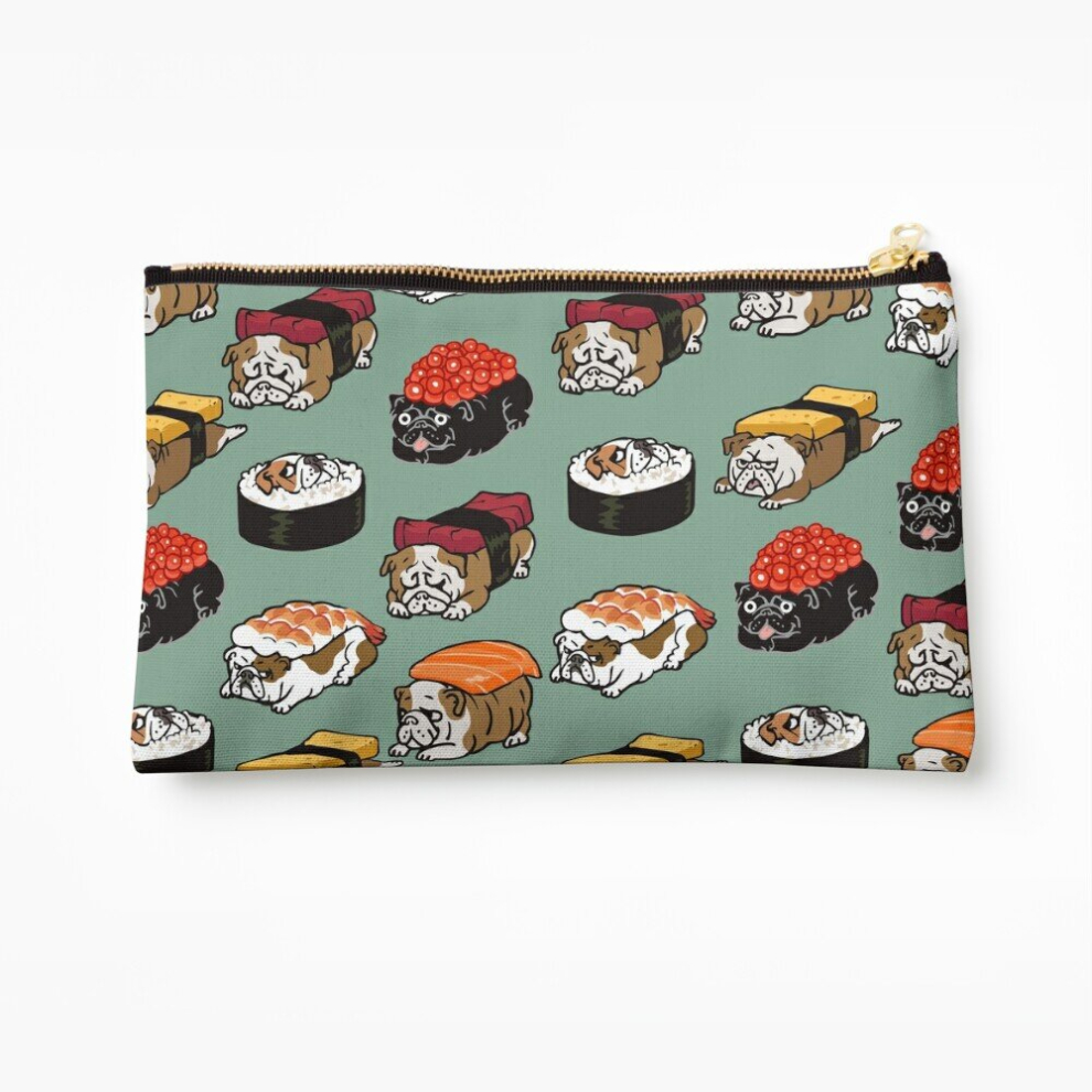 Whibos Makeup Bag Sushi English Bulldog Cosmetic Organizer Tyvek Paper Bags Zipper Pouch