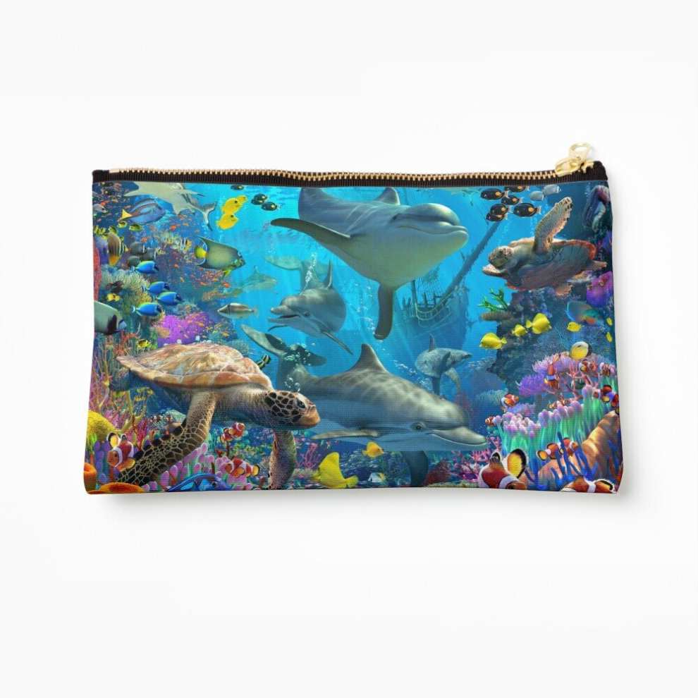 Whibos Makeup Bag Dolphin Playground Cosmetic Organizer Tyvek Paper Bags Zipper Pouch