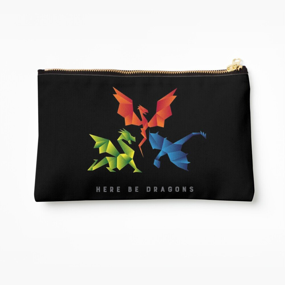Whibos Makeup Bag Scp-1762 Where The Dragons Went Origami Style Dragons Cosmetic Organizer Tyvek Paper Bags Zipper Pouch