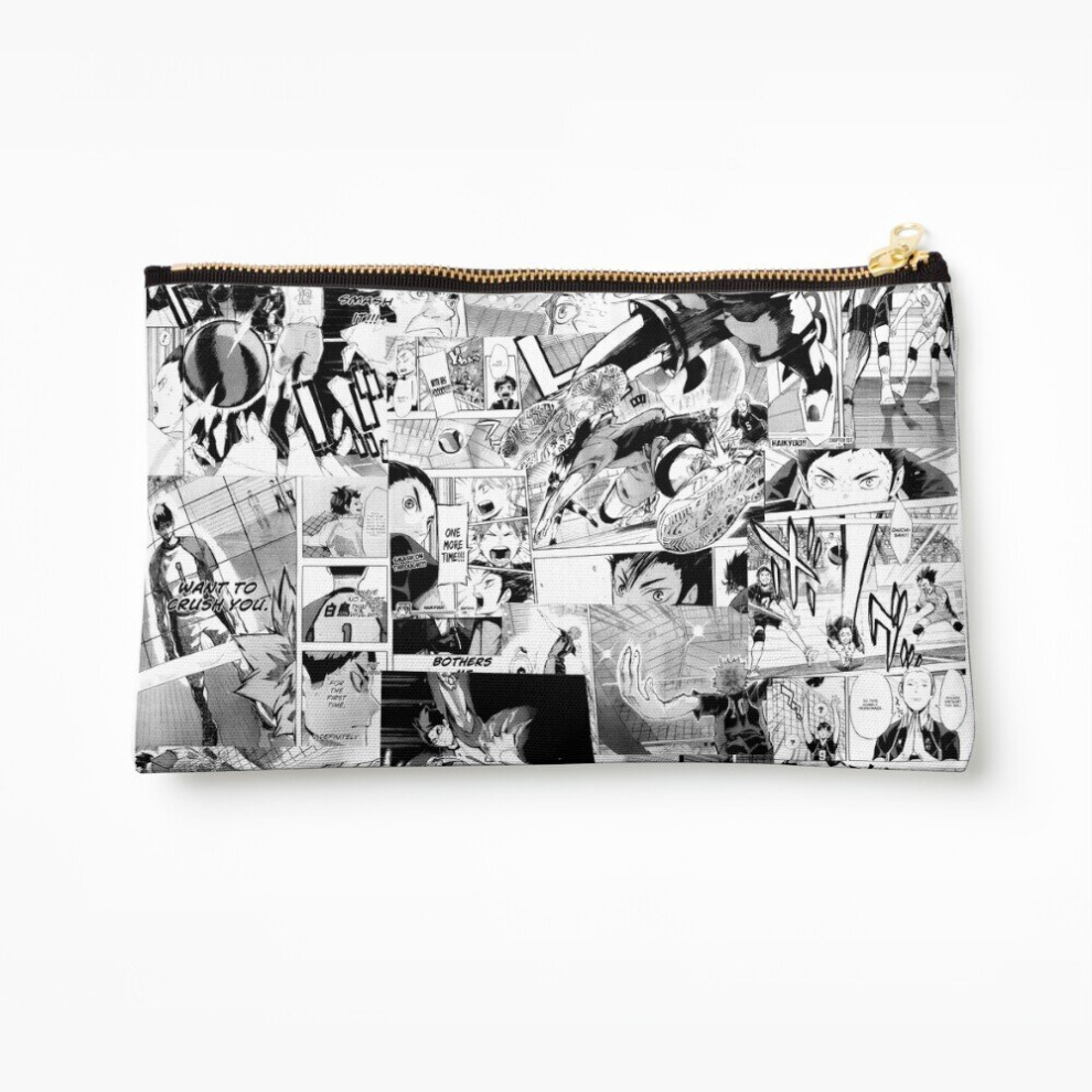 Whibos Makeup Bag Haikyuu! Manga Collage Cosmetic Organizer Tyvek Paper Bags Zipper Pouch