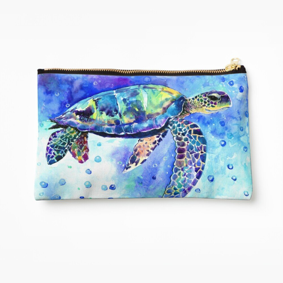 Whibos Makeup Bag Sea Turtle Underwater Scene Cosmetic Organizer Tyvek Paper Bags Zipper Pouch