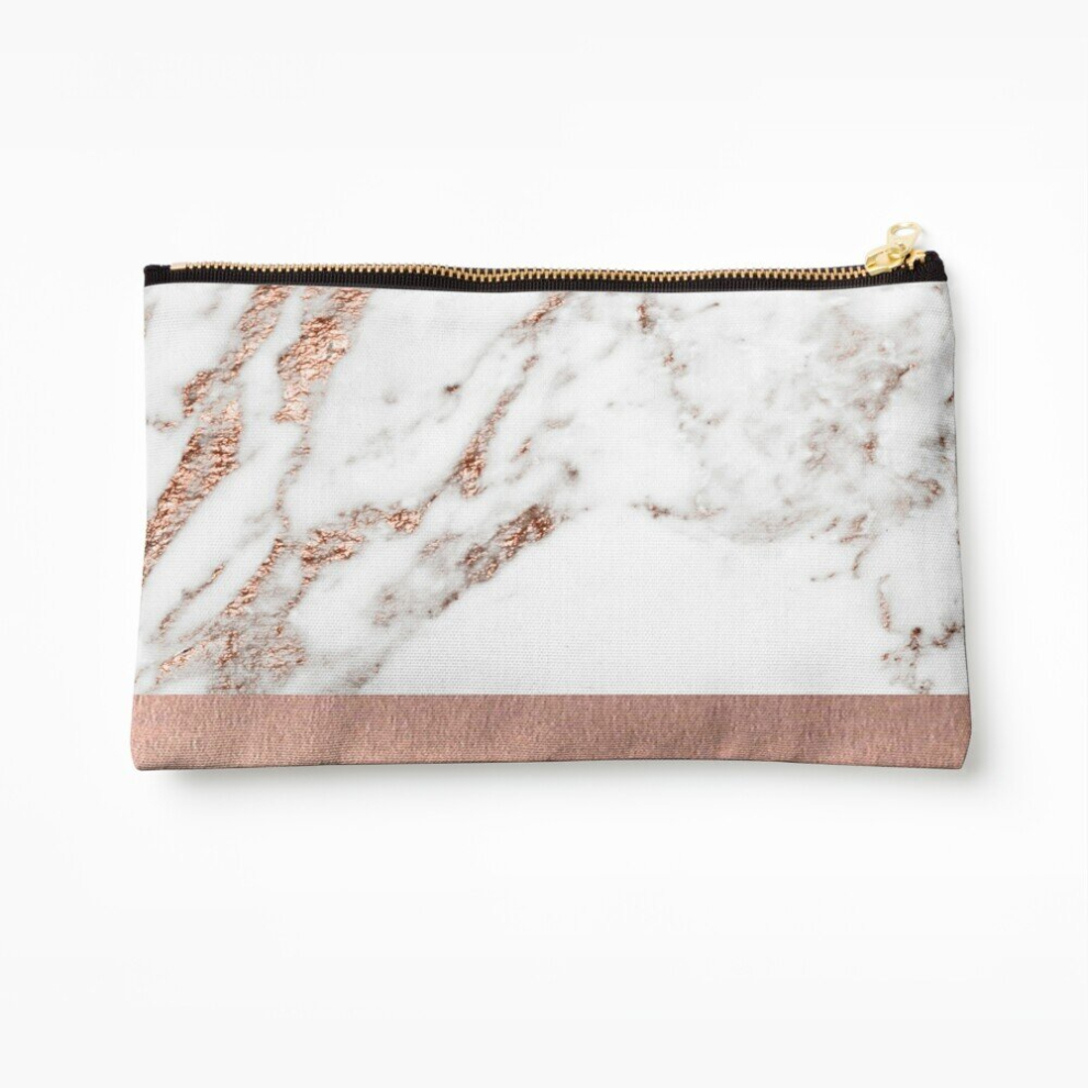 Whibos Gold Makeup Bag Rose Marble And Foil Cosmetic Organizer Tyvek Paper Bags Zipper Pouch