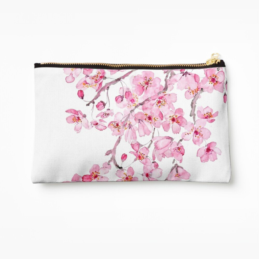 Whibos Makeup Bag Pink Cherry Blossom Watercolor 2020 Cosmetic Organizer Tyvek Paper Bags Zipper Pouch