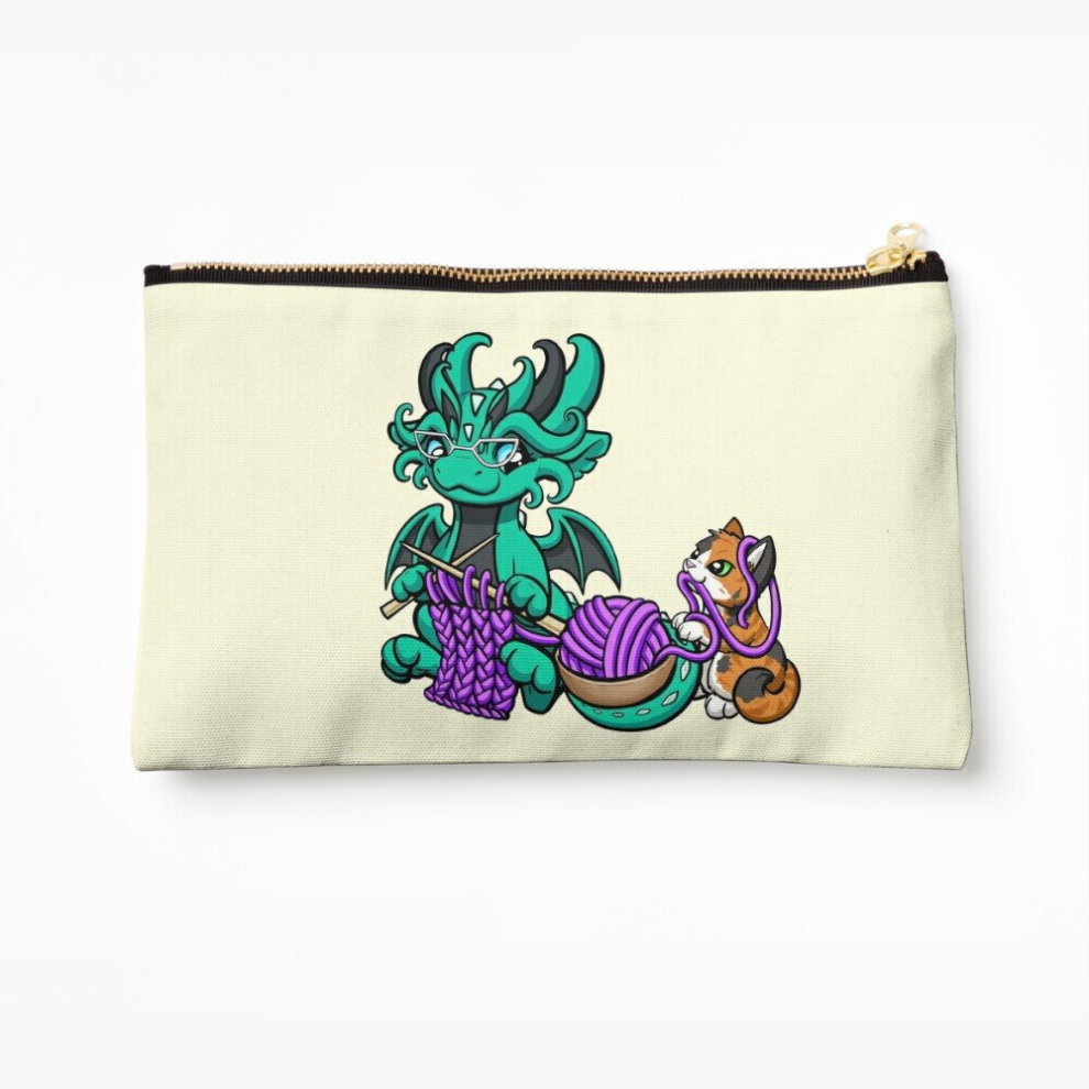 Whibos Makeup Bag Knitting Dragon Cosmetic Organizer Tyvek Paper Bags Zipper Pouch
