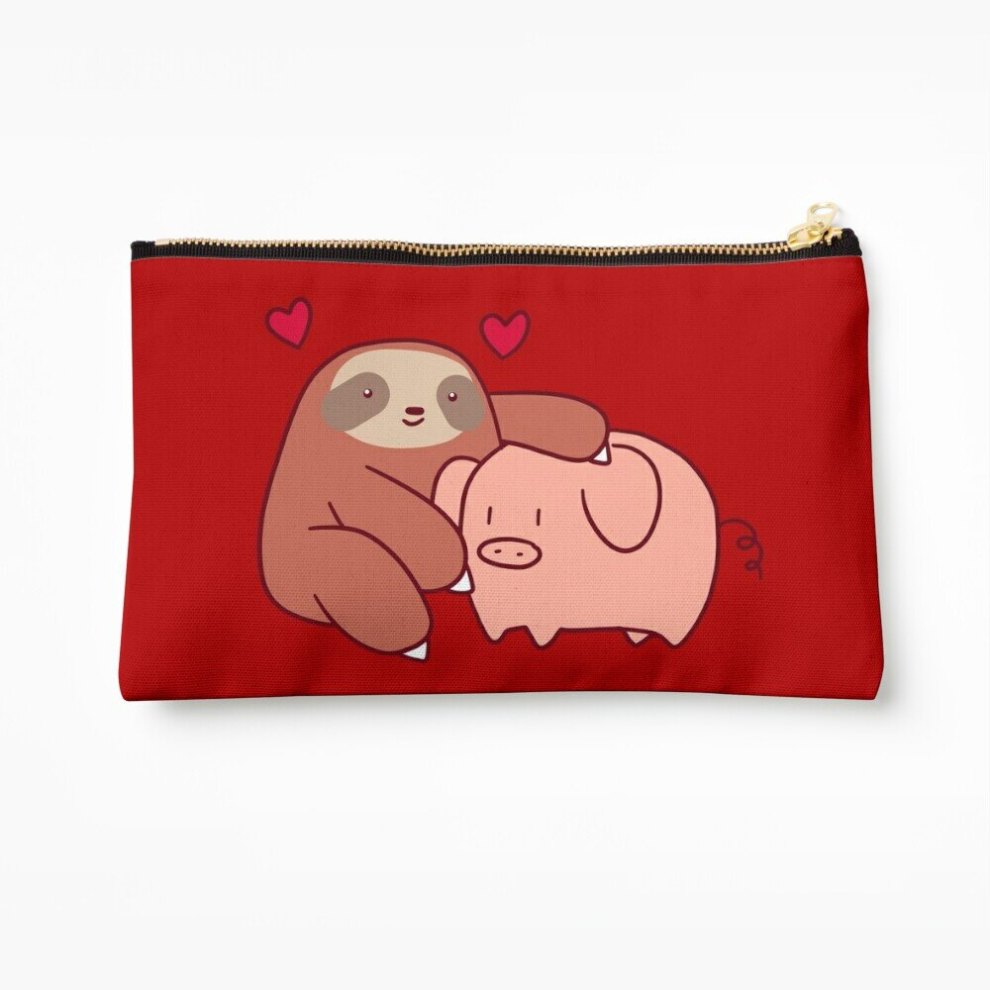Whibos Makeup Bag Sloth Loves Pig Cosmetic Organizer Tyvek Paper Bags Zipper Pouch