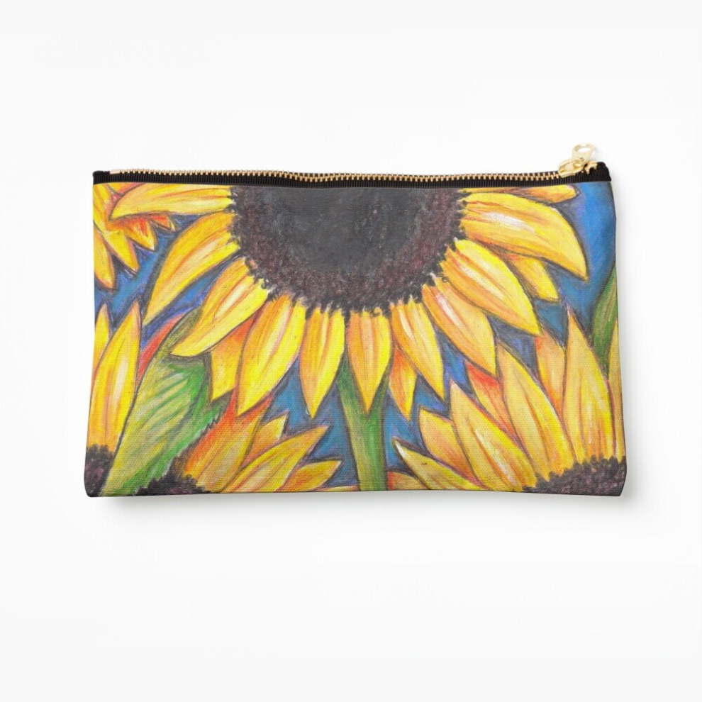 Whibos Makeup Bag Sunflowers Cosmetic Organizer Tyvek Paper Bags Zipper Pouch