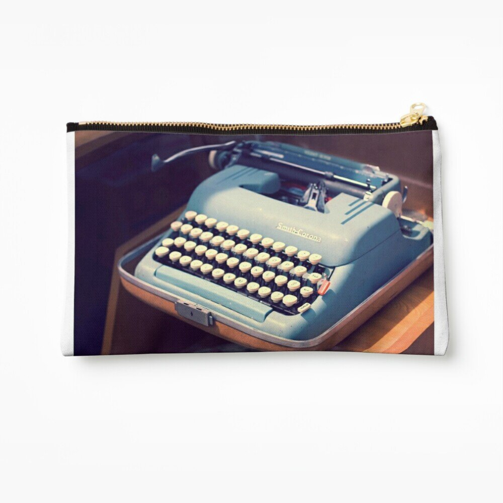 Whibos Blue Makeup Bag Vintage Baby Typewriter Cosmetic Organizer Tyvek Paper Bags Zipper Pouch