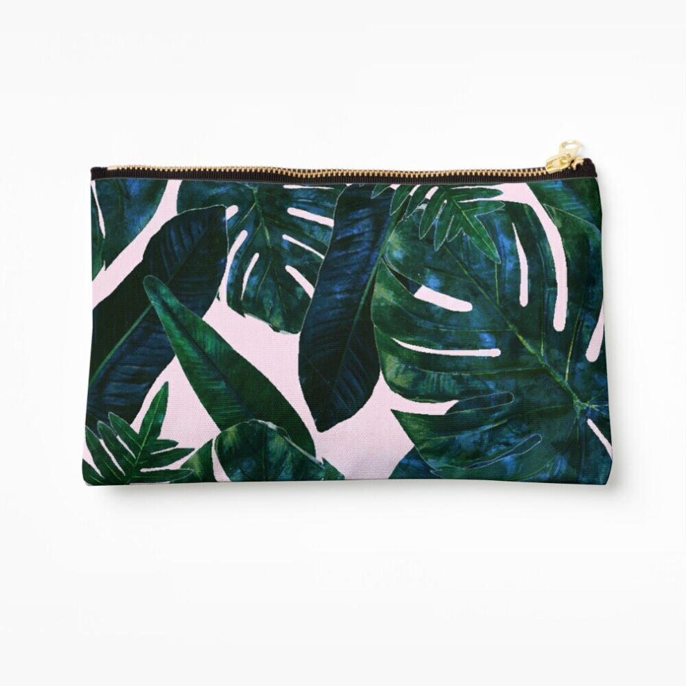 Whibos Makeup Bag Perceptive Dream Tropical Nature Botanical Plants Painting Palm Monstera Banana Cosmetic Organizer Tyvek Paper Bags Zipper Pouch