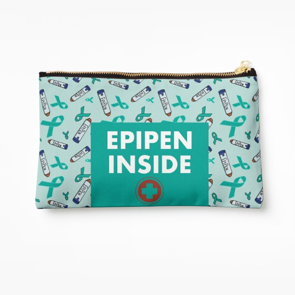 Whibos Makeup Bag Epipen Inside Medical Bag (Teal Ribbon) Cosmetic Organizer Tyvek Paper Bags Zipper Pouch