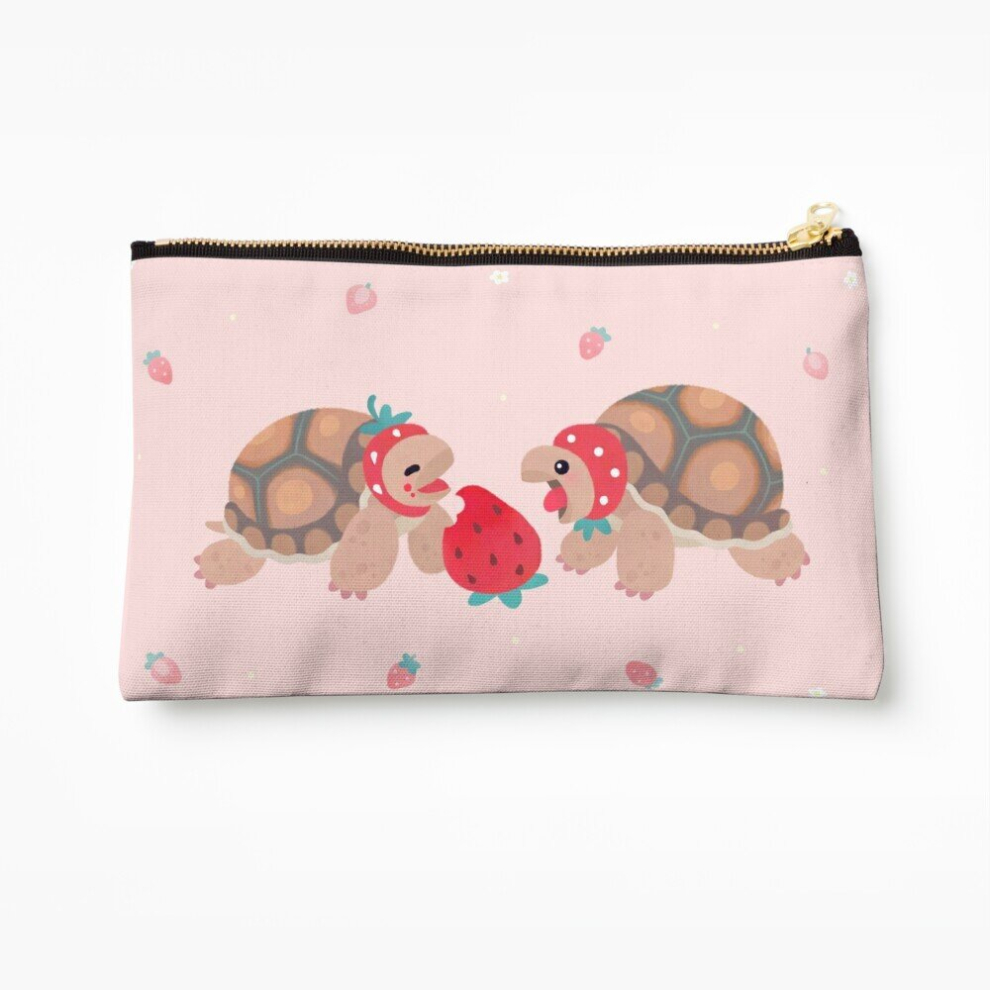 Whibos Makeup Bag Tortoises Love Strawberries Cosmetic Organizer Tyvek Paper Bags Zipper Pouch