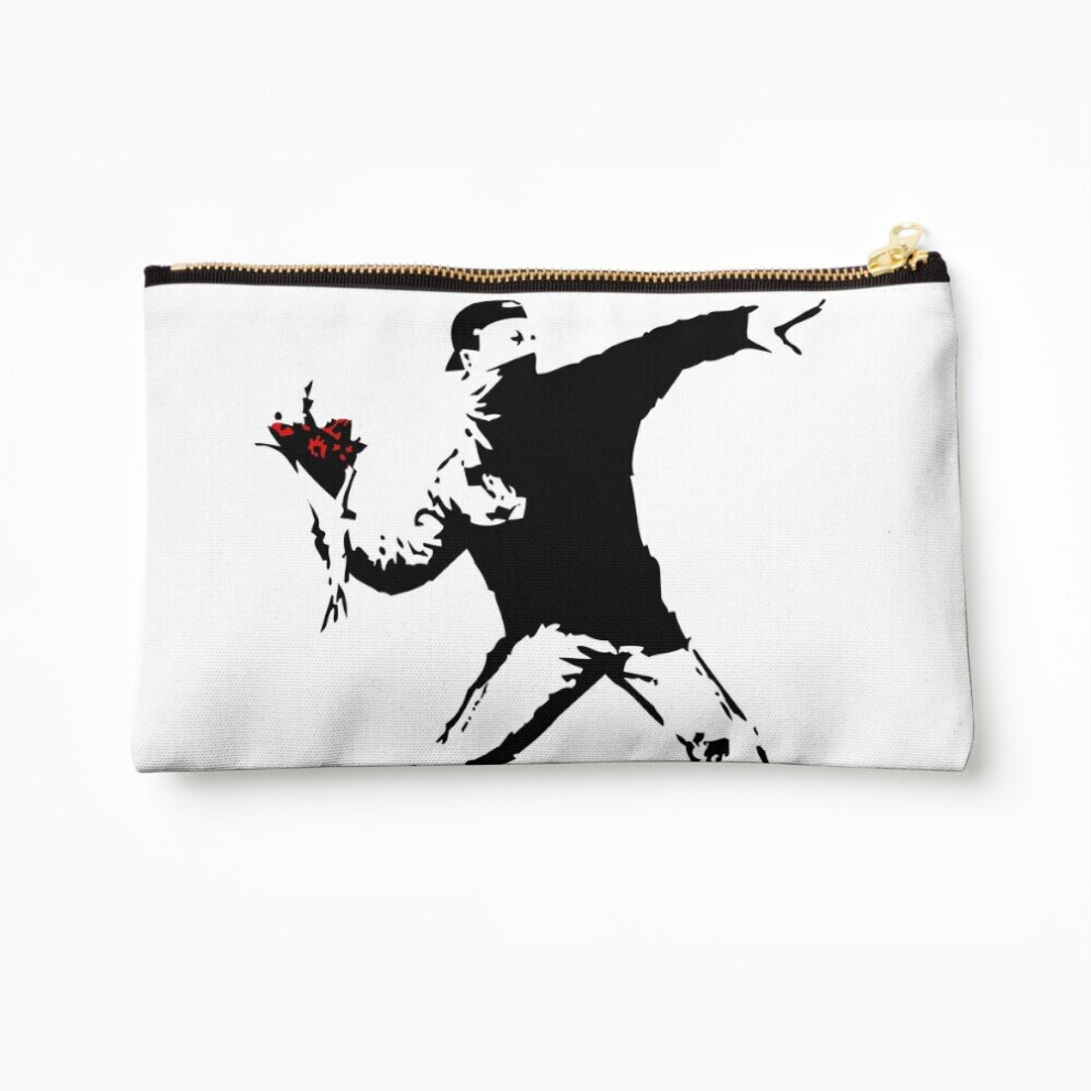 Whibos Makeup Bag Banksy Flower Thrower! Cosmetic Organizer Tyvek Paper Bags Zipper Pouch