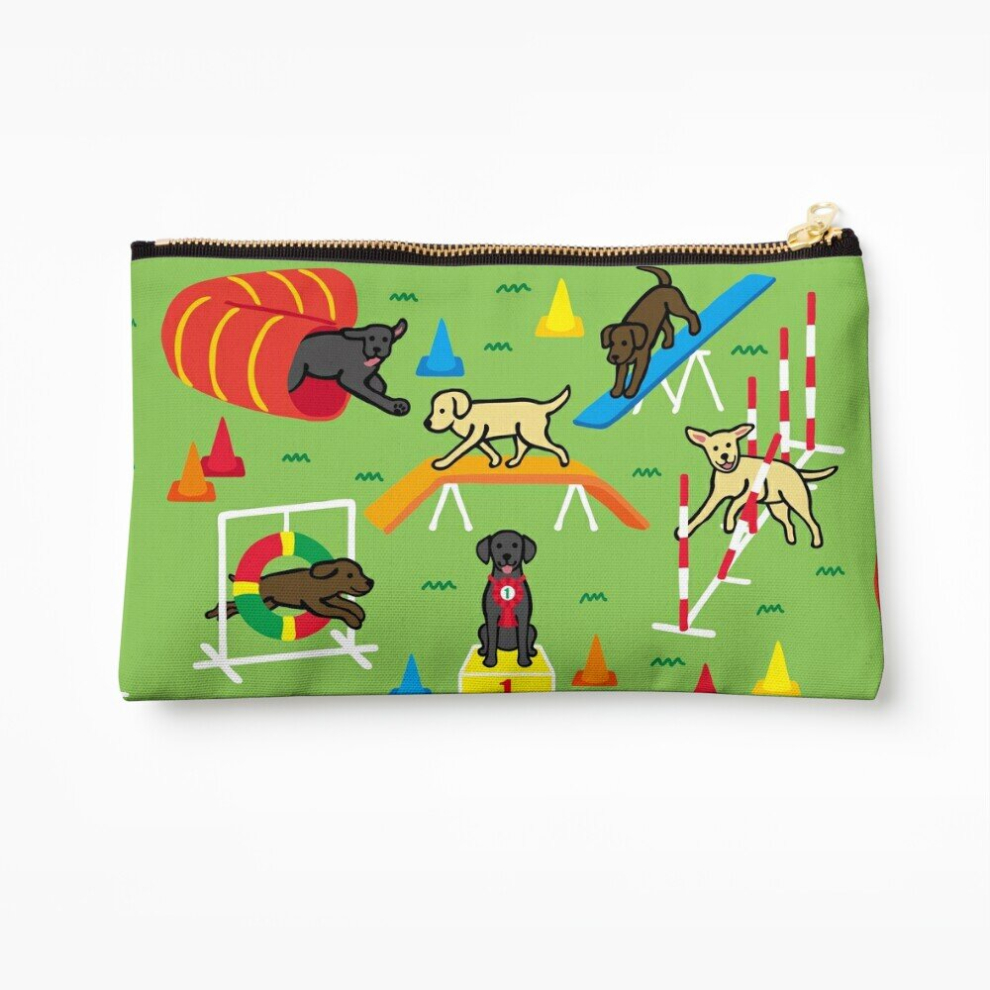 Whibos Makeup Bag Happy Labrador Agility Cartoon Cosmetic Organizer Tyvek Paper Bags Zipper Pouch